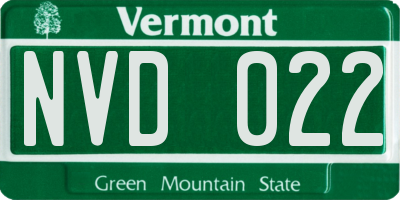 VT license plate NVD022