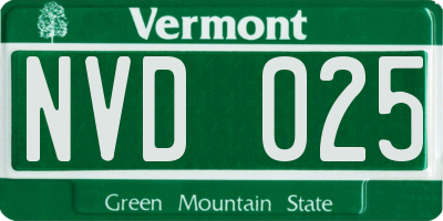 VT license plate NVD025