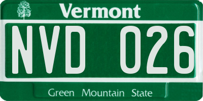 VT license plate NVD026