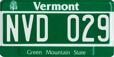 VT license plate NVD029