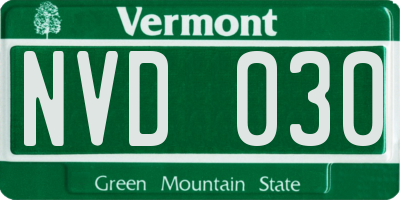 VT license plate NVD030
