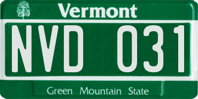 VT license plate NVD031