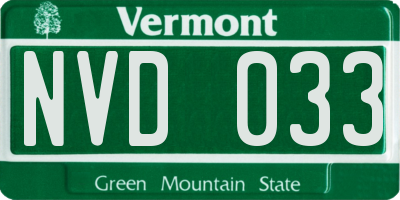 VT license plate NVD033