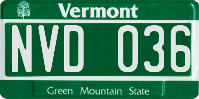 VT license plate NVD036