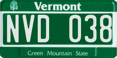 VT license plate NVD038