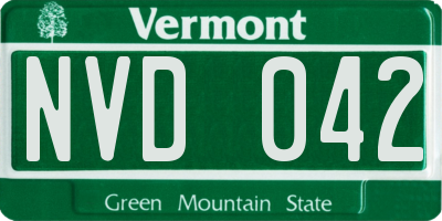VT license plate NVD042