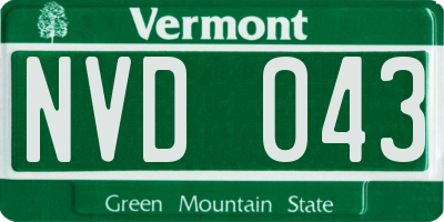 VT license plate NVD043