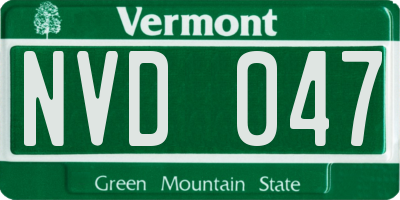 VT license plate NVD047