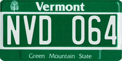 VT license plate NVD064