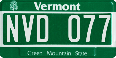 VT license plate NVD077
