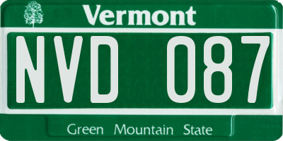VT license plate NVD087