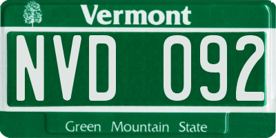 VT license plate NVD092