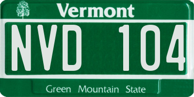 VT license plate NVD104