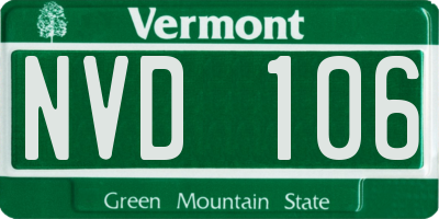 VT license plate NVD106