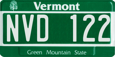VT license plate NVD122