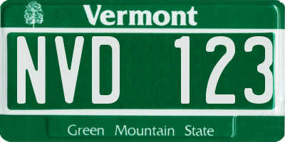 VT license plate NVD123