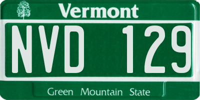VT license plate NVD129
