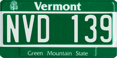 VT license plate NVD139