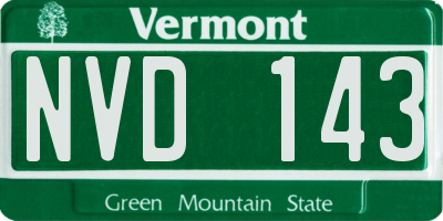 VT license plate NVD143