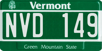 VT license plate NVD149