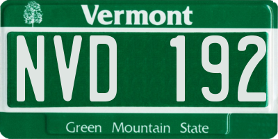 VT license plate NVD192