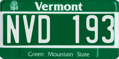 VT license plate NVD193