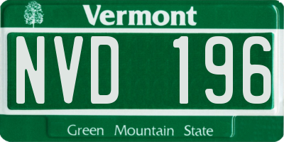 VT license plate NVD196