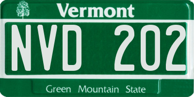 VT license plate NVD202