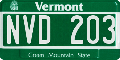 VT license plate NVD203