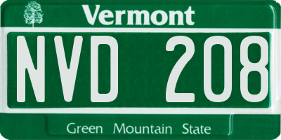 VT license plate NVD208