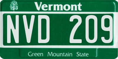 VT license plate NVD209