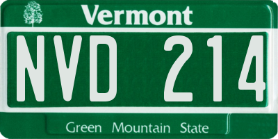 VT license plate NVD214