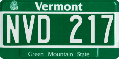 VT license plate NVD217