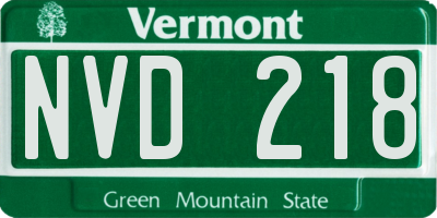 VT license plate NVD218