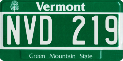 VT license plate NVD219