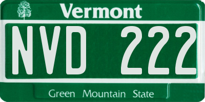 VT license plate NVD222