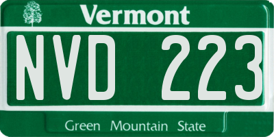 VT license plate NVD223