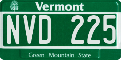 VT license plate NVD225