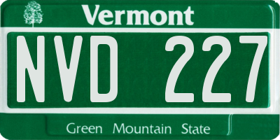 VT license plate NVD227