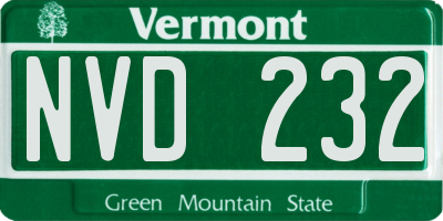 VT license plate NVD232