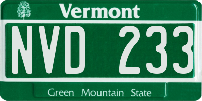 VT license plate NVD233
