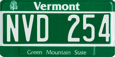 VT license plate NVD254