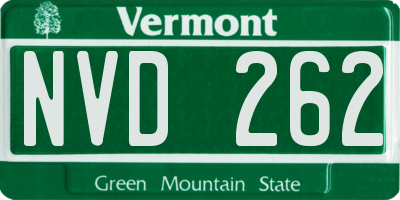 VT license plate NVD262