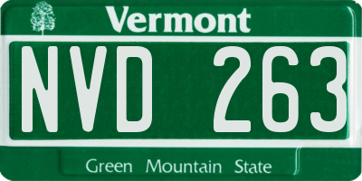 VT license plate NVD263