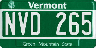 VT license plate NVD265