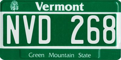 VT license plate NVD268