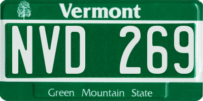VT license plate NVD269