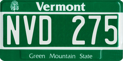 VT license plate NVD275
