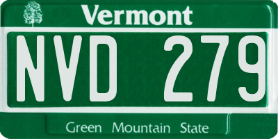 VT license plate NVD279