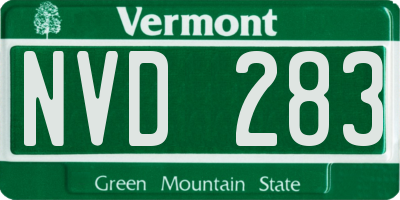 VT license plate NVD283